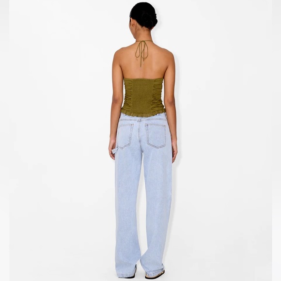 NWT Magali Pascal Fenix Halter criss cross strappy tie crop top tank Moss green - Picture 4 of 13